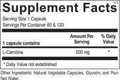 L-Carnitine (120 Caps) By Orthomolecular -Bone-muscle Store l carnitine orthomolecular 120 caps supplement facts