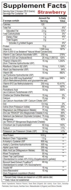MitoCORE Protein Blend Strawberry (14 Servings) By Orthomolecular -Bone-muscle Store mitocore protein blend strawberry orthmolecular supplement facts