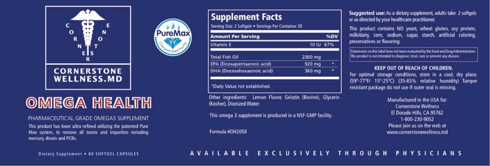Omega Health Fish Oil (60 Softgels) By Cornerstone Wellness MD 4 Omega Health Fish Oil (60 Softgels) By Cornerstone Wellness MD - Image 2