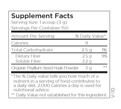 Organic Psyllium Husk Powder 150 Servings (454 G) By Metabolic Maintenance -Bone-muscle Store organic psyllium husk powder 454 g metabolic maintenance supplement facts
