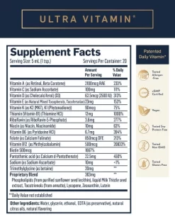 Ultra Vitamin (3.38 Fl Oz) By Quicksilver Scientific 7 Ultra Vitamin (3.38 Fl Oz) By Quicksilver Scientific -Bone-muscle Store ultra vitamin 3.38 fl oz quicksilver scientific supplement facts 1