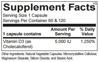 Vitamin D 5000 IU (120 Caps) By Orthomolecular 4 Vitamin D 5000 IU (120 Caps) By Orthomolecular - Image 2