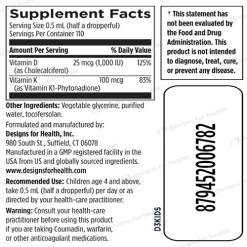 Vitamin D3 Liquid (1.8 Fl Oz Drops) By Designs For Health -Bone-muscle Store vitamin d3 liquid 1.8 fl oz dfh supplement facts 2