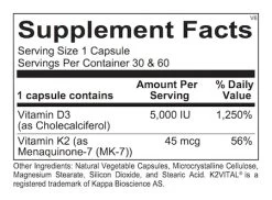 Vitamin K2 With D3 (60 Caps) By Orthomolecular 5 Vitamin K2 With D3 (60 Caps) By Orthomolecular -Bone-muscle Store vitamin k2 with d3 30 60 caps orthomolecular supplement facts